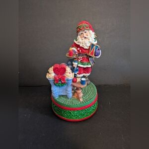 Music Box Santa Figurine Sleeping Child Plays Santa Is Coming To Town